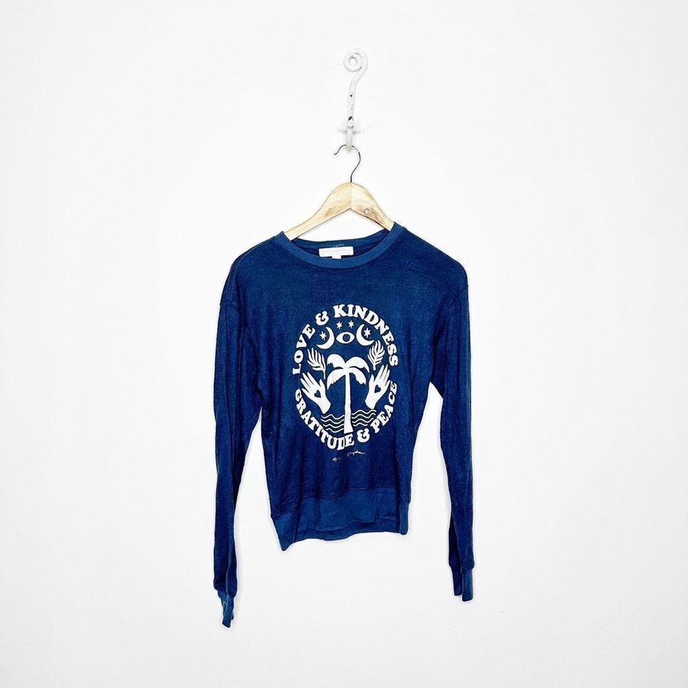Spiritual Gangster Navy Blue Long Sleeve Tee with White Graphic